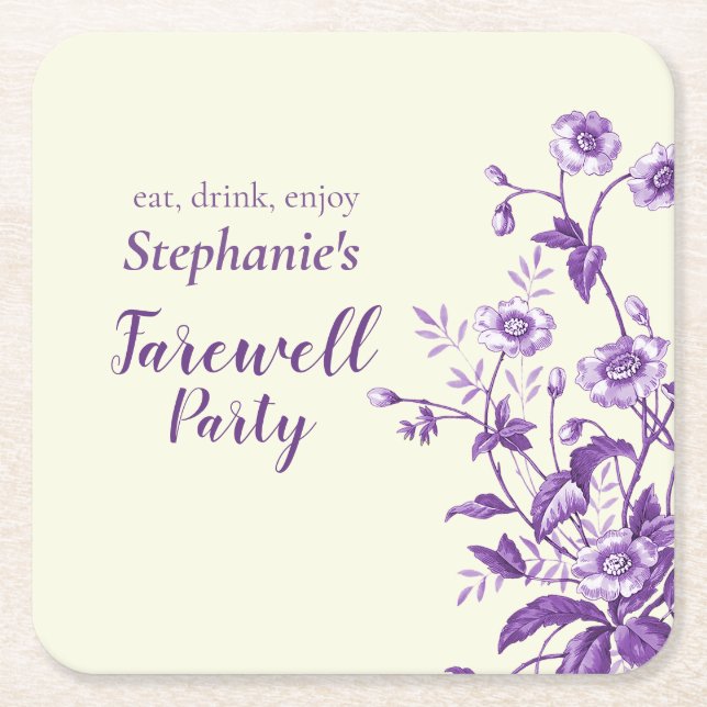 Frauen Abschied Party Lavendel Wildblume Rechteckiger Pappuntersetzer (Vorderseite)