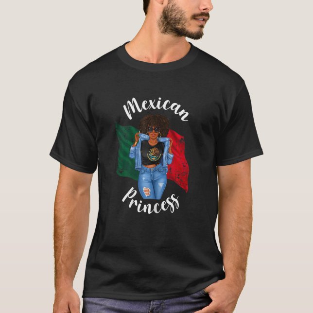 Frauen Afro mexikanische Prinzessin Mexiko Flaggen T-Shirt (Vorderseite)