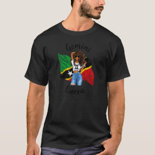Frauen Afro St Kitts & Nevis Zwillinge Königin Afr T-Shirt