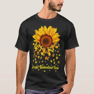 Frauen akzeptieren Liebe Sonnenblumenautismus Awa T-Shirt