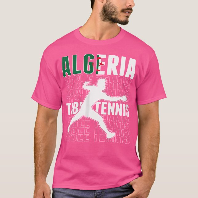 Frauen Algerien Tischtennis Fans Jersey Algerier F T-Shirt (Vorderseite)