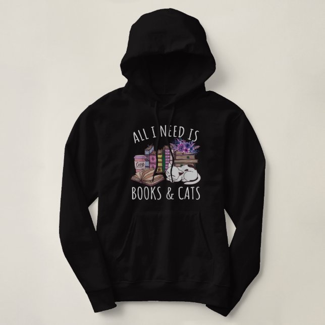 Frauen Alles, was ich brauche, sind Bücher und Kat Hoodie (Design vorne)