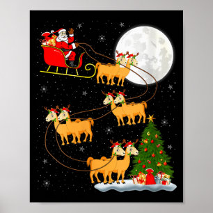 Frauen Alpakalamas Weihnachtsmann Schlitten Fliege Poster