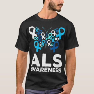 Frauen ALS-Aufklärungsmonat Schmetterling Aus Blau T-Shirt