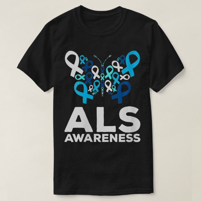 FRAUEN ALS Awareness Month Schmetterling aus blau T-Shirt (Design vorne)