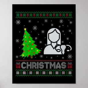 Frauen als Nurse Weihnachtsbaum leuchten hässlich  Poster