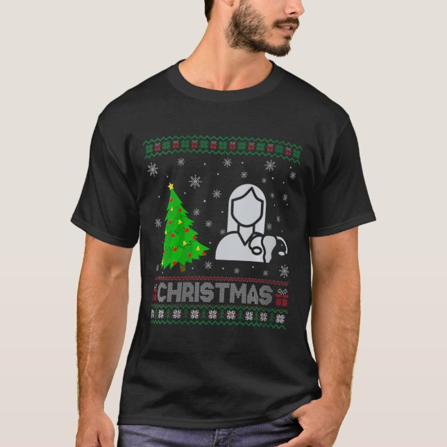 Frauen als Nurse Weihnachtsbaum leuchten hässlich  T-Shirt (Vorderseite)
