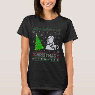 Frauen als Nurse Weihnachtsbaum leuchten hässlich  T-Shirt