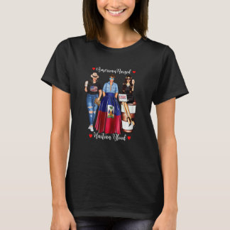 Frauen Amerikanisch Aufgezogen Haiti Blut USA-Flag T-Shirt