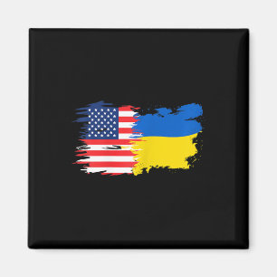 Frauen Amerikanische Und Ukraine-Flagge Magnet