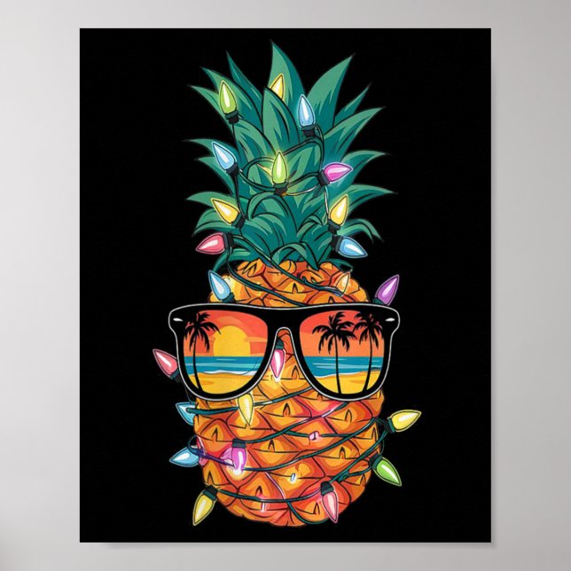 Frauen Ananas Weihnachtsbaum Lichter Weihnachten W Poster (Vorne)