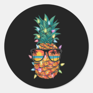Frauen Ananas Weihnachtsbaum Lichter Weihnachten W Runder Aufkleber