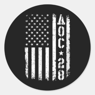 Frauen Aoc 2028 US Flag V-Nacken Runder Aufkleber