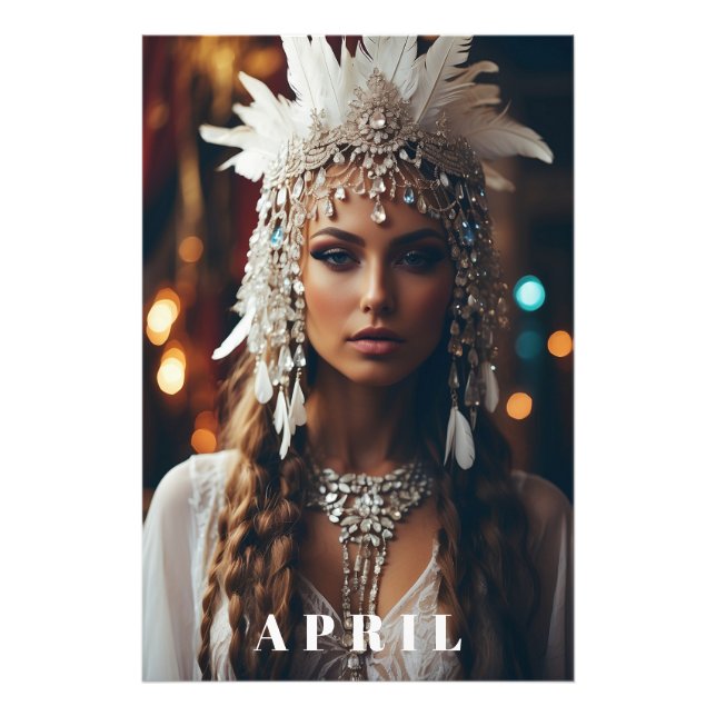 *~ Frauen AP53 Boho APRIL BIRTHDAY DIAMOND Fotodruck (Vorne)
