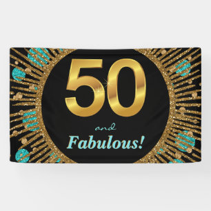 Frauen Aquamarin Gold 50. Geburtstagsbanner Banner