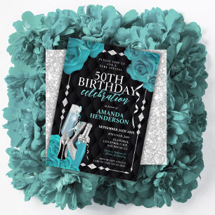 Frauen Aquamarin und Silbergeburt Einladung