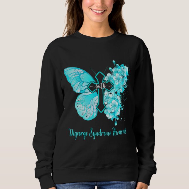 Frauen Aquamariner Schmetterling-Glaube-Digeorge-S Sweatshirt (Vorderseite)