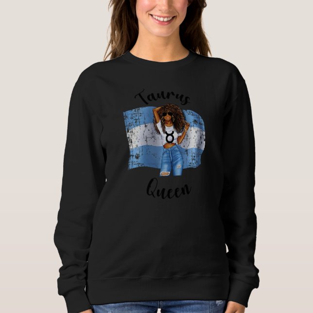 Frauen Argentinien Taurus Königin Afro Hair Afrika Sweatshirt (Vorderseite)