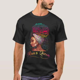 Frauen Aries Queen Afro Women März April Zodiac T-Shirt