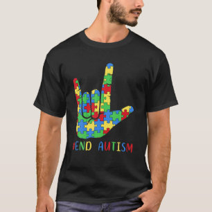 Frauen ASL Liebe Gebärdensprache Ende Autismus Bew T-Shirt