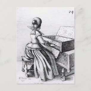 Frauen auf einer Tastatur, 1635 Postkarte