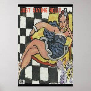 Frauen auf Handy Abstrakt, Matisse-Stil Poster