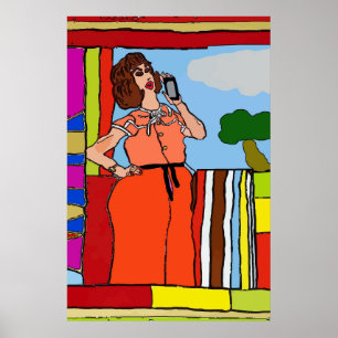 Frauen auf Handy Abstrakt, Matisse-Stil Poster