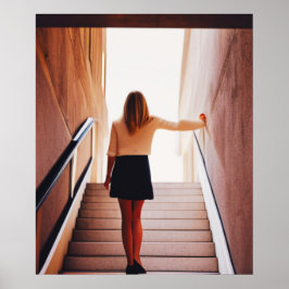 Frauen auf Treppen und künstlerisches Poster