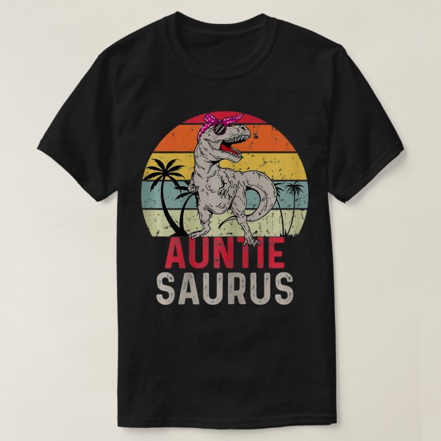 Frauen Auntiesaurus Dinosaur Familie Matching Vint T-Shirt (Design vorne)