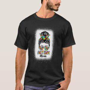 Frauen Autismus Mama Leben Bewusstsein Messy Bun P T-Shirt