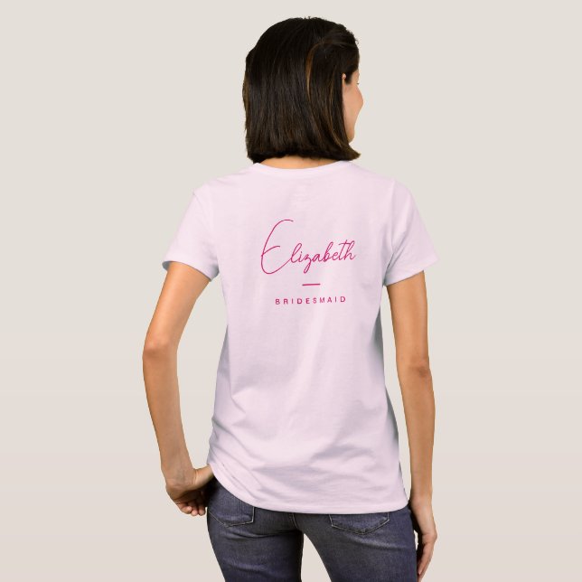 Frauen Bachelorette Bridesmaid Doppelseitig T-Shirt (Schwarz voll)