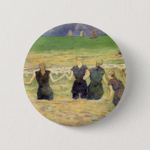 Frauen baden Dieppe von Paul Gauguin Button