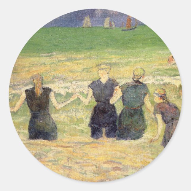 Frauen baden Dieppe von Paul Gauguin Runder Aufkleber (Vorderseite)