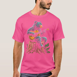 Frauen Bären spielen Akustik Gitarrenwald Cool Mu T-Shirt
