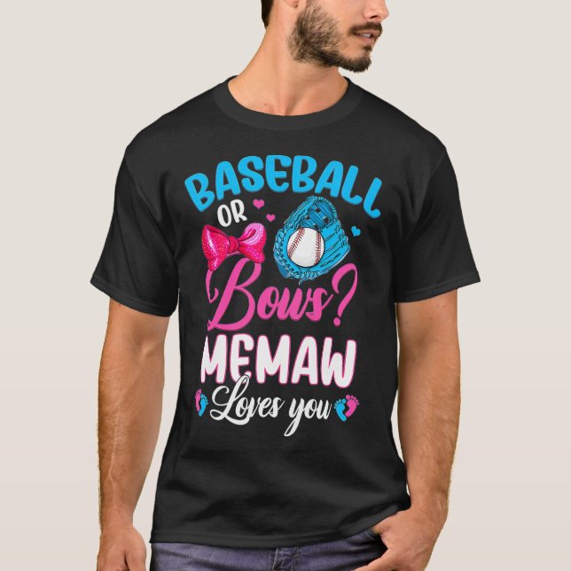 Frauen Baseball oder Bows Memaw Lieben Sie Geschle T-Shirt (Vorderseite)
