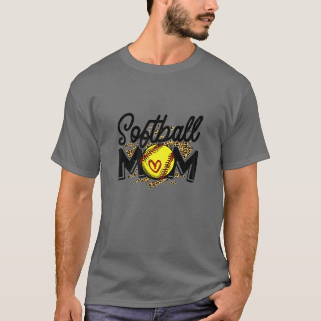 Frauen Baseball Softball Mama Leopard T-Shirt Frau (Vorderseite)