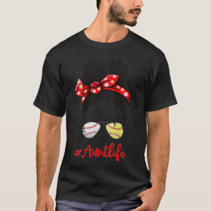 Frauen Baseball Tante Tante AuntLife Softball Ball T-Shirt