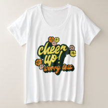 FRAUEN BASIC SHIRT 'CHEER UP WORRY LESS' IN ÜBERGR