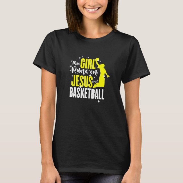 Frauen Basketball Dieses Mädchen rennt auf Jesus u T-Shirt (Vorderseite)