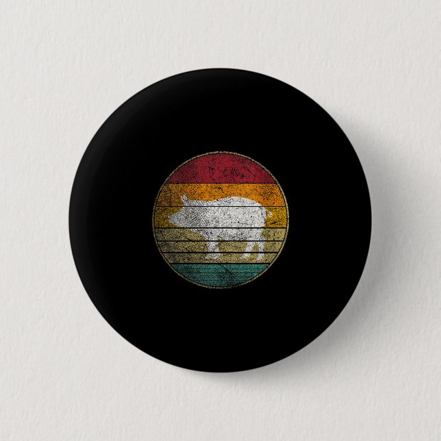 Frauen BBQ-Schwein - Vintage Geburtstag Mutter Button (Vorderseite)