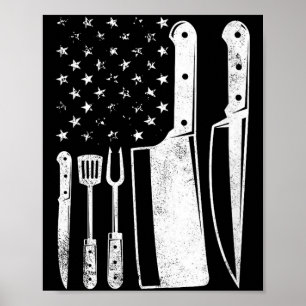 Frauen BBQ USA-Flagge patriotisch 4. Juli Poster