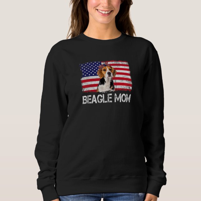 Frauen Beagle Mama Uns Flag 4. Juli Patriotische W Sweatshirt (Vorderseite)