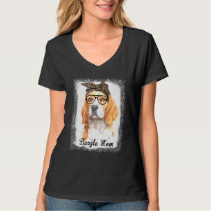 Frauen Beagle-Mutter Leopard Gebleicht Hund Hausti T-Shirt