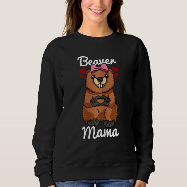 Frauen Beaver Mama Finger Herzbeaver Tier mit Sweatshirt (Vorderseite)