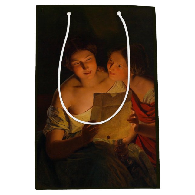 Frauen beim Lesen eines Liebe-Briefes (von Waldmül Mittlere Geschenktüte (Vorderseite)