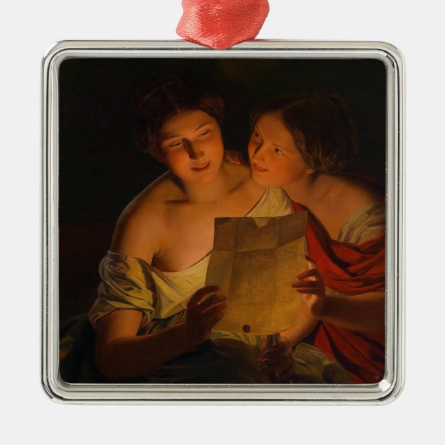 Frauen beim Lesen eines Liebe-Briefes (von Waldmül Ornament Aus Metall (Vorne)
