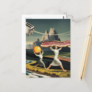 Frauen beim Surreal Breakfast Postkarte
