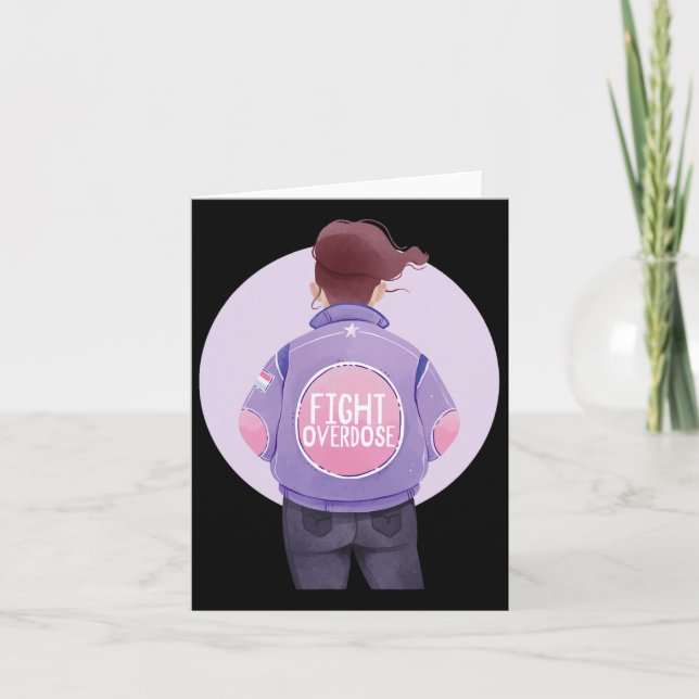 Frauen bekämpfen Überdosierung Lila Ribbon Überdos Karte (Vorderseite)
