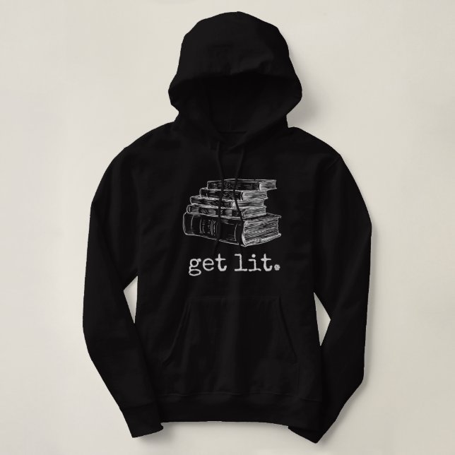Frauen bekommen Lit mit Büchern Funny Meme V-Neck  Hoodie (Design vorne)