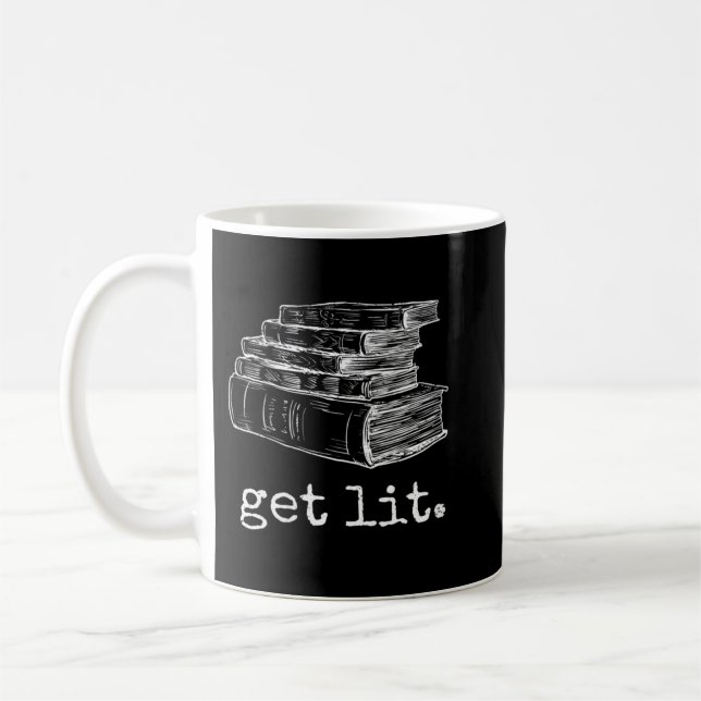 Frauen bekommen Lit mit Büchern Funny Meme V-Neck  Kaffeetasse (Links)